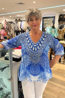 Amalfi Blue Gypsy Top - FS16