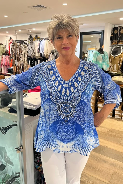Amalfi Blue Gypsy Top - FS16