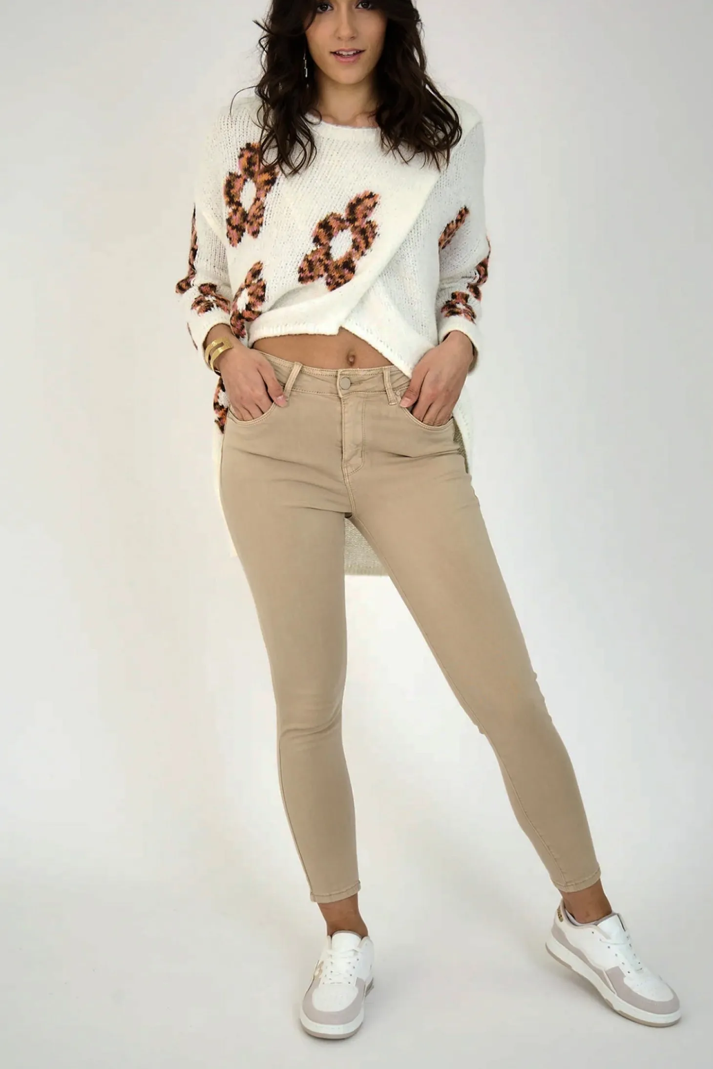 Anna High Rise Jeans - Stone - AL1