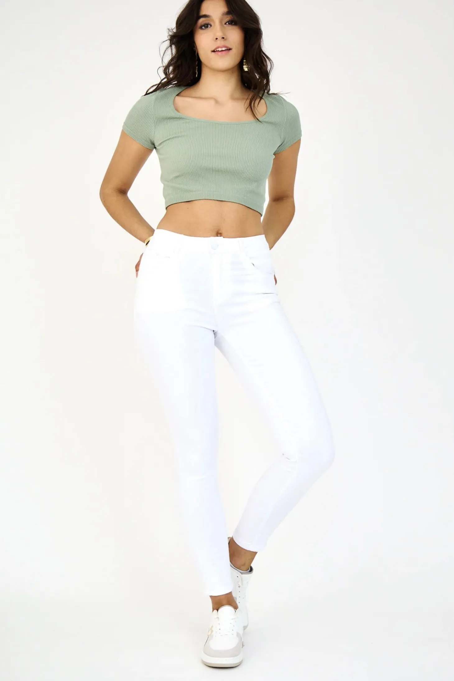 Anna High Rise Jeans - White - AL1