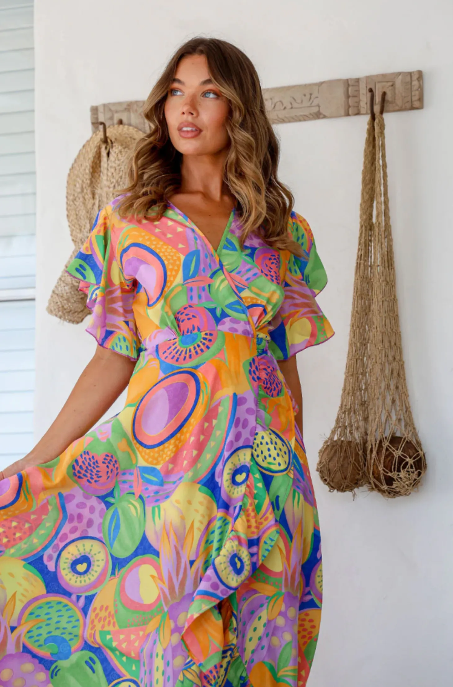 Ava Wrap Dress - Melon - LT3