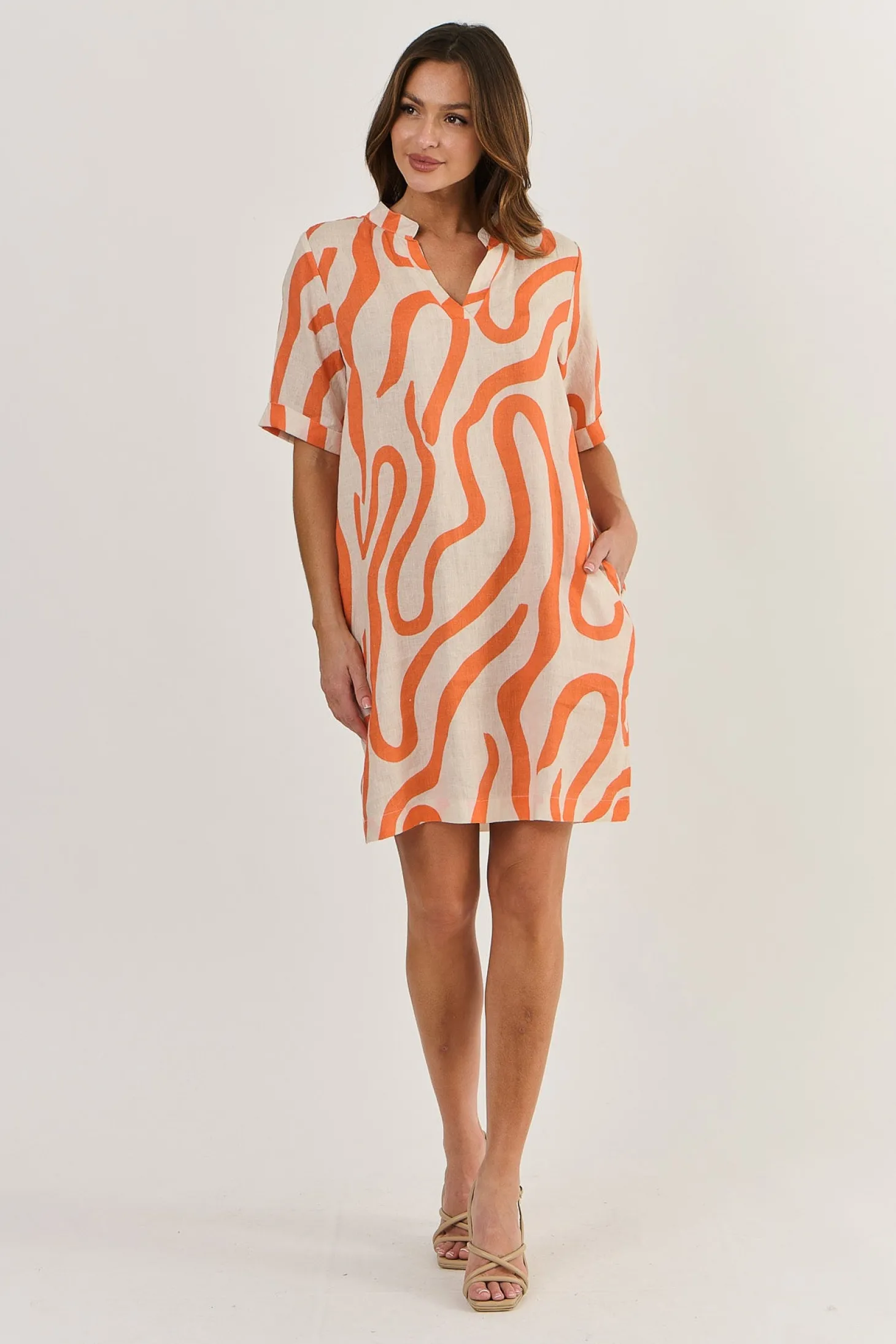 Avalon Linen Dress - Tamarind - OJ42