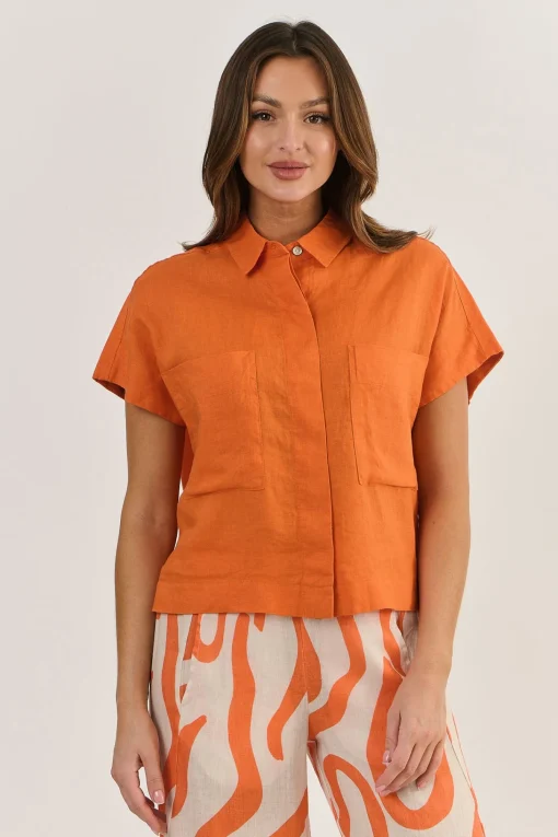 Aviva Linen Shirt - Tamarind - OJ46