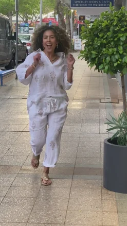 Aztec Print Top - White - CG44