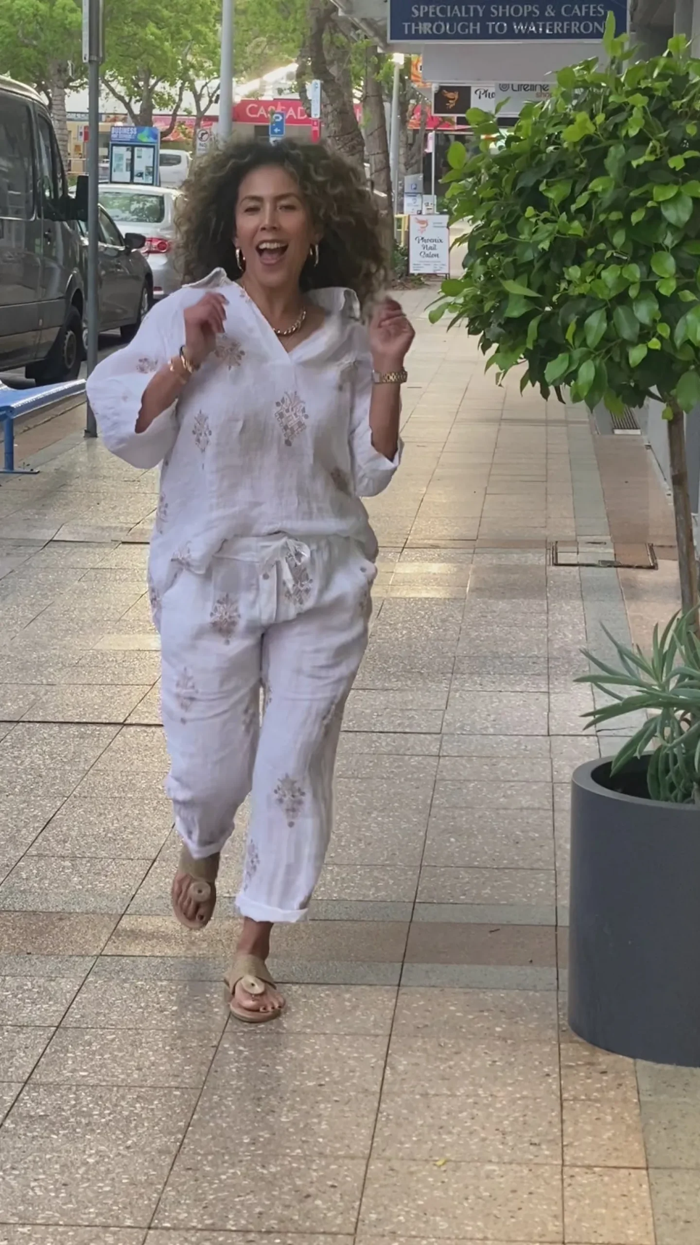 Aztec Print Top - White - CG44