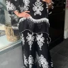 Blossom Print Pants - Black/White - CG37