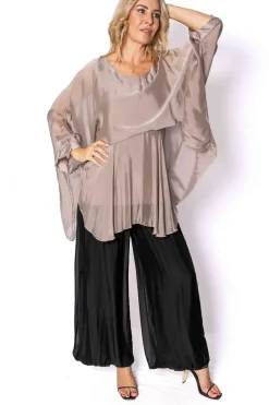 Cameron Silk Top - Taupe - TIC7