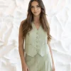 Carol Linen Mix Vest - Avocado - TT46
