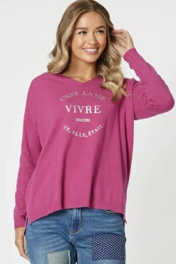 Cest La Vie Sweat - Fuchsia - TZ21