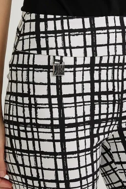 Checked Cropped Pants - Black & White - JR123