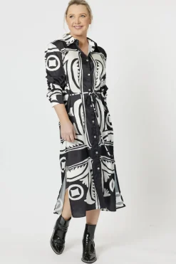 Chic Print Dress - Black - HV36