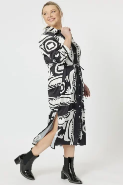 Chic Print Dress - Black - HV36