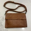 Cindy Woven Leather Bag - Tan