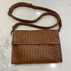 Cindy Woven Leather Bag - Tan