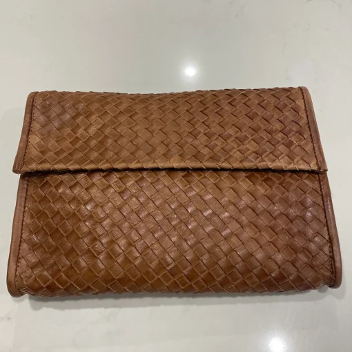 Cindy Woven Leather Bag - Tan