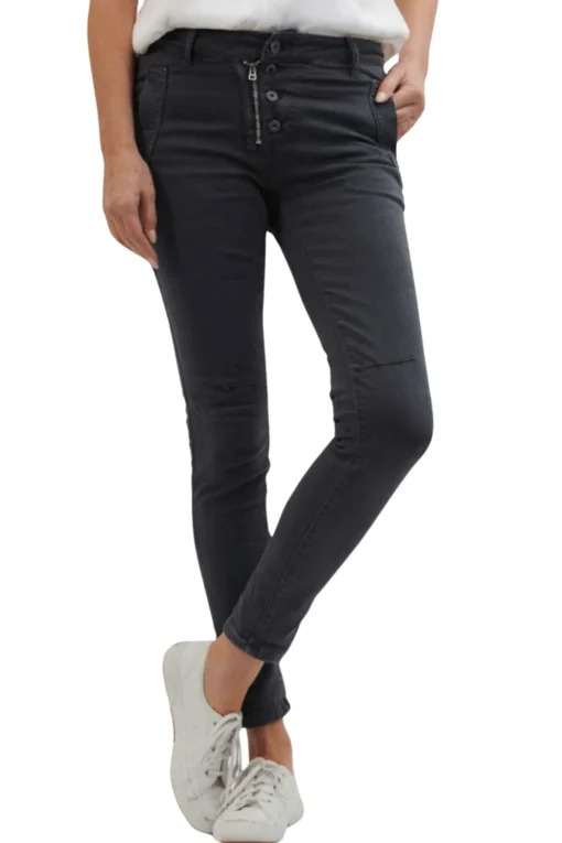 Classic Button Jeans - Charcoal - IS10