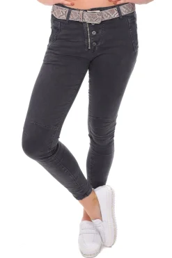 Classic Button Jeans - Charcoal - IS10