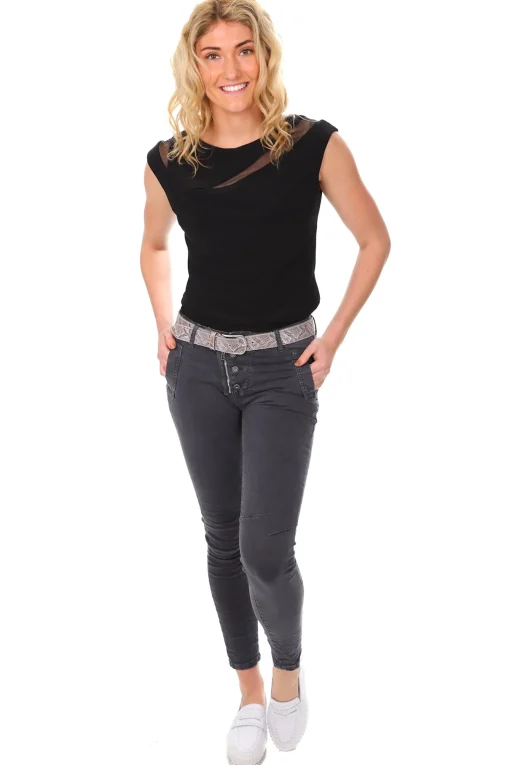 Classic Button Jeans - Charcoal - IS10