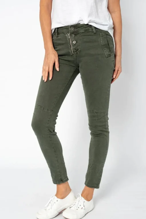Classic Button Jeans - Military - IS10