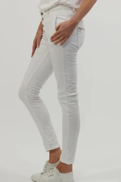 Classic Button Jeans - White - IS10
