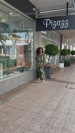 Clover Print Pants - Khaki/Cream - CG38