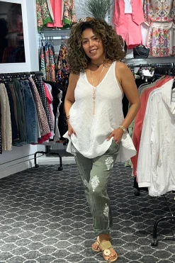 Daisy Sleeveless Top - White - CG46