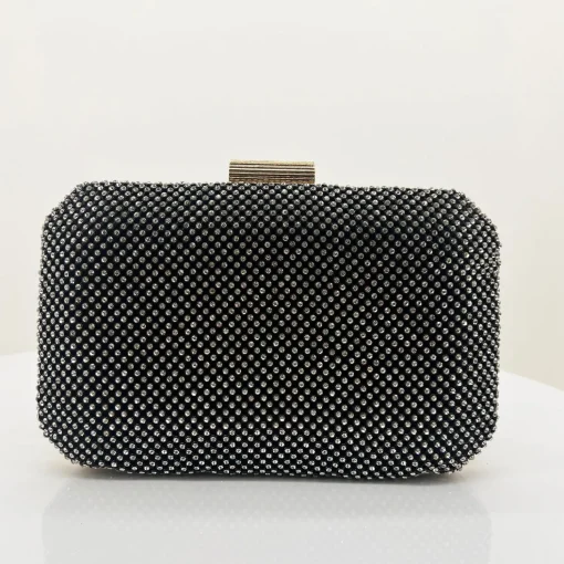 Diamante Mesh Clutch - Black Crystal - AD17