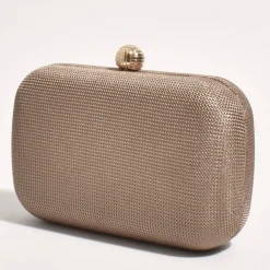 Ella Woven Structured Clutch - Choc - AD5