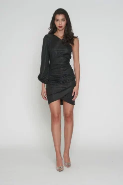 Emmie One Sleeve Dress - Black - ROM13