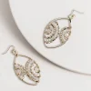 Gold & White Bead Teardrop Earrings - SM2