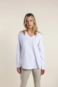 Halli Long Sleeve Tee - White- TT39