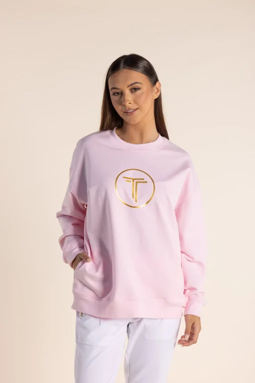 Harlyn Metallic Logo Sweat - Pink Rose - TT55
