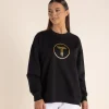 Harlyn Metallic Logo Sweat - Black - TT55