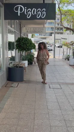 Holly Print Pants - Camel - CG42