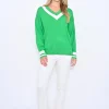 Jayla V-Neck Jumper - Green Apple - CC4