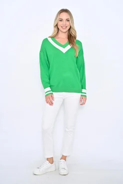 Jayla V-Neck Jumper - Green Apple - CC4