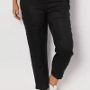 Jersey Waist Linen Pants - Black - GS3