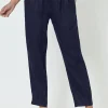 Jersey Waist Linen Pants - Navy - GS3