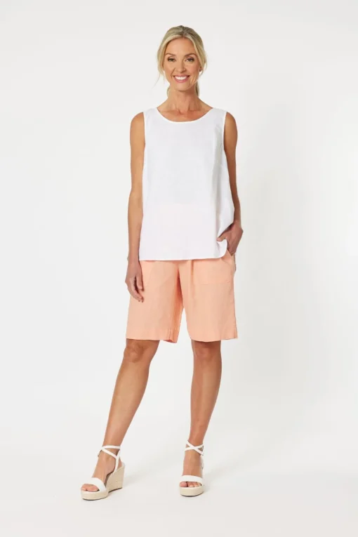 Jersey Waist Linen Shorts - Mandarine - GS8