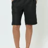 Jersey Waist Linen Shorts - Black - GS8