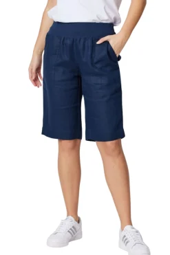 Jersey Waist Linen Shorts - Navy - GS8