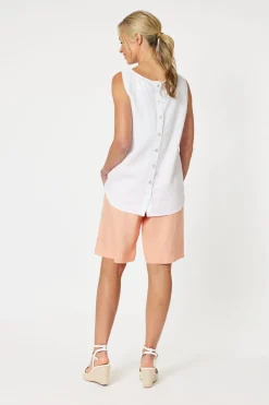 Jersey Waist Linen Shorts - Mandarine - GS8