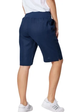 Jersey Waist Linen Shorts - Navy - GS8