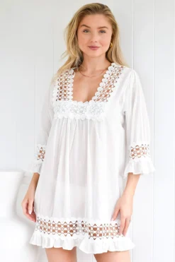 Lace Beach Dress - White - ZG4