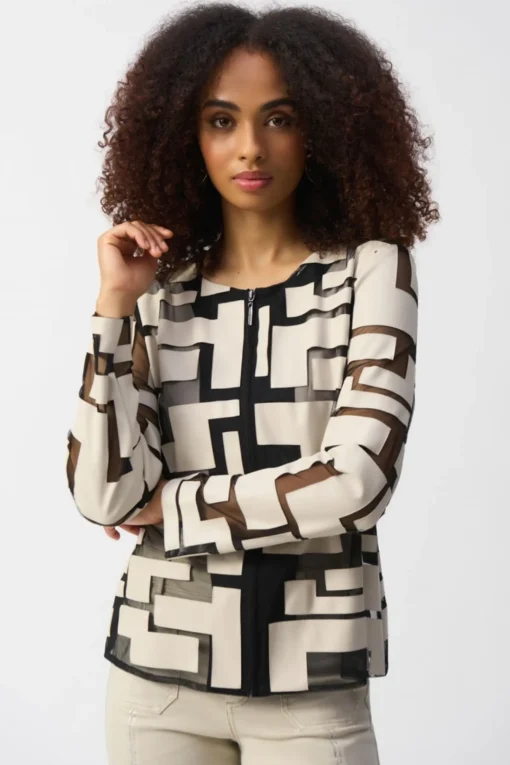 Leatherette Mesh Jacket - Moonstone - JR50
