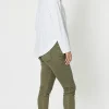 Lily Pull On Slim leg Jeans - Khaki - TZ17