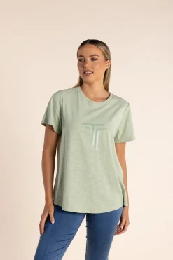 Logo Sequin Crew Tee - Avocado - TT53
