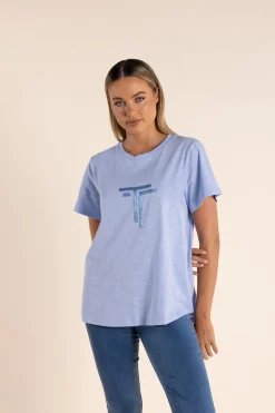 Logo Sequin Crew Tee - Sky - TT53
