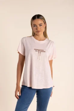 Logo Sequin Crew Tee - Soft Pink - TT53