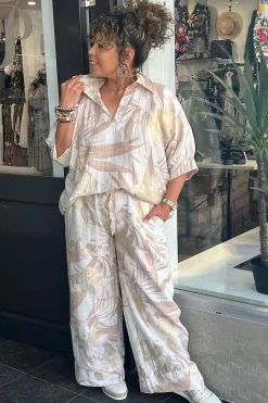 Lucy Print Top - Natural/Gold - CG48